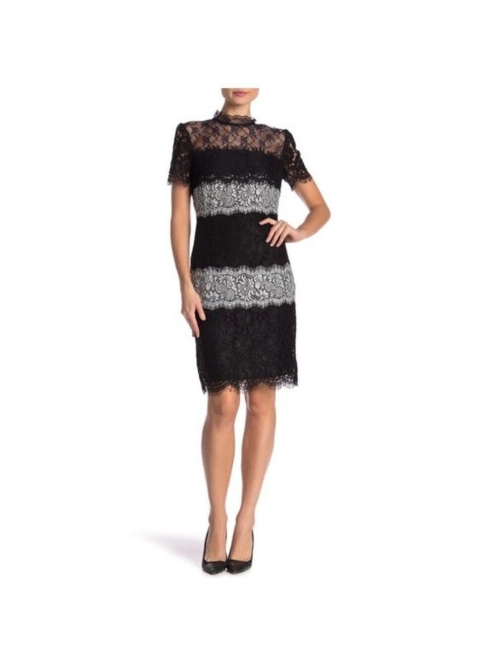 Everleigh Sheer Yoke Multi-Lace Dress